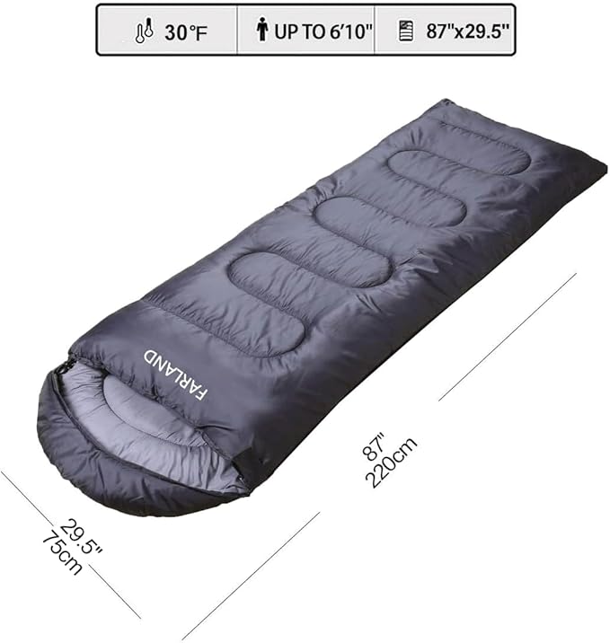 FARLAND Sleeping Bags 30℉ for Adults Teens Kids with Compression Sack Portable and Lightweight for 3-4 Season Camping, Hiking,Waterproof, Backpacking and Outdoors
