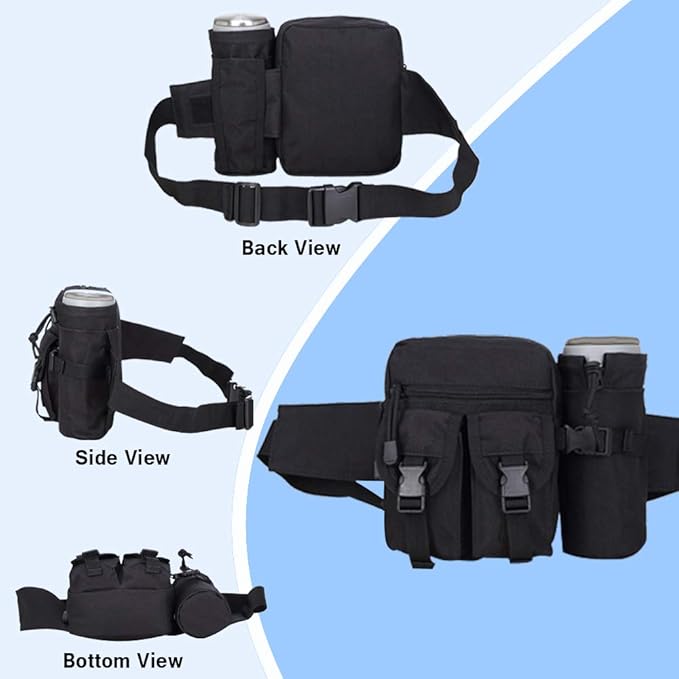Tactical Waist Pack Bag Pouch Fanny Pack With Water Bottle Holder, SYIDINZN Outdoor Waterproof Waist Shoulder Bag for Cycling Camping Climbing Hiking Trekking Running Hunting Fishing Travel