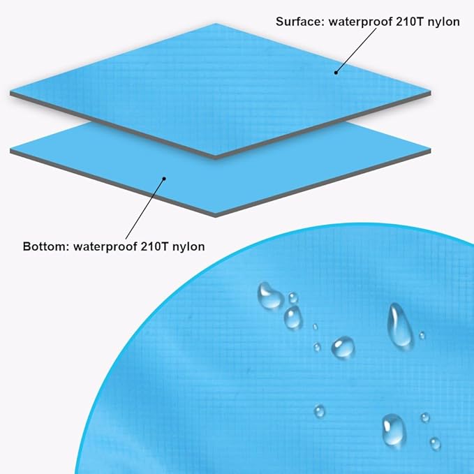 Beach Blanket Beach Mat, Sandproof Waterproof Beach Mat, Extra Large 108 * 118 in (8-10People) Picnic Blanket with 1 Storage Bag, 1 Carabiner & 4 Fixed Nails for Beach, Camping, Hiking, Picnic