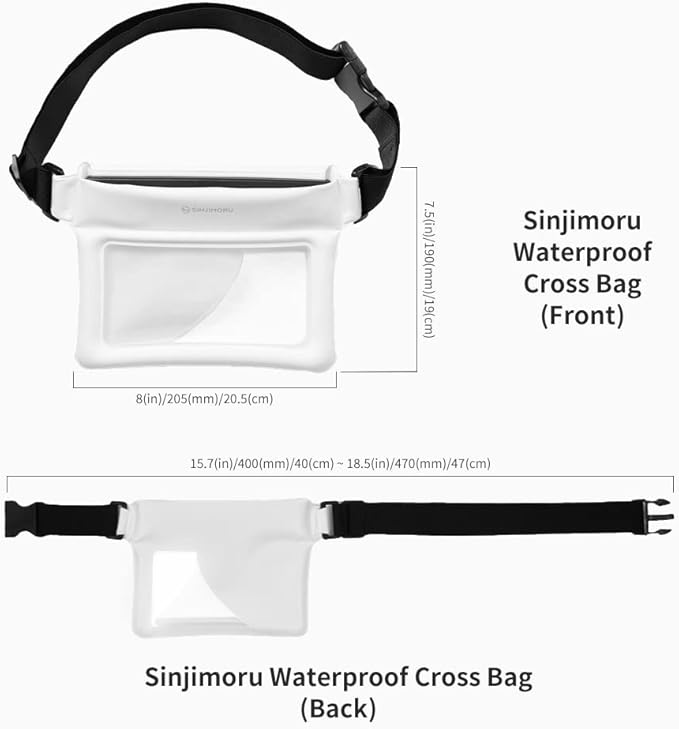 Sinjimoru Clear Waterproof Fanny Pack Dry Bag, Adjustable Strap Floating Crossbody Waist Belt Bag for Swimming Paddling Snorkeling, Lockable Travel Beach Bag. Sinjimoru Waterproof Cross Bag White