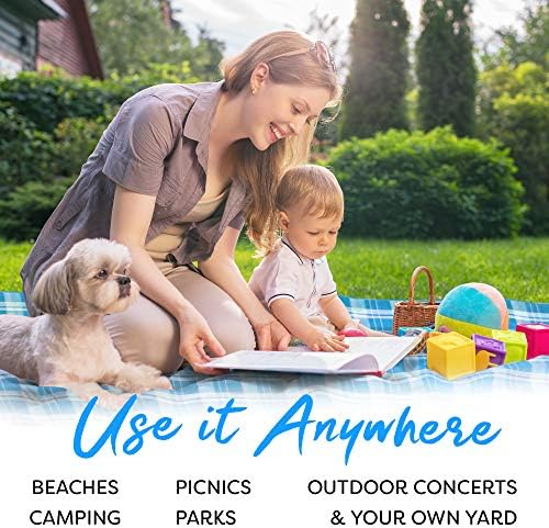 Scuddles Picnic Outdoor Blanket Park Blanket Beach Mat for Camping on Grass Oversized Seats 4 Adults Water Resistant Picnic Mat