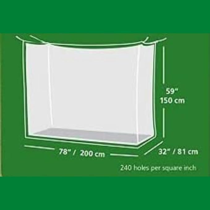 Coghlan's Single Wide Rectangular Mosquito Net, Green, Single Wide / 240-mesh