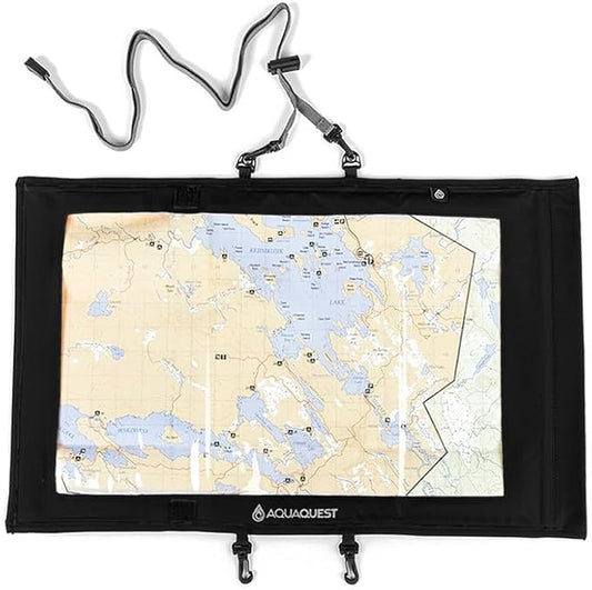 AquaQuest Trail Map Case - 100% Waterproof Document Dry Bag Holder with Clear Window & Lanyard - Black, Yellow, Orange, Blue or Green