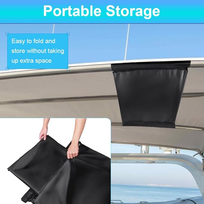 Pontoon Boat Privacy Tent Boats Curtain with Storage Bag Waterproof Portable Adjustable Hanging Changing Install Under Bimini Top 72" H 30" L 27" W