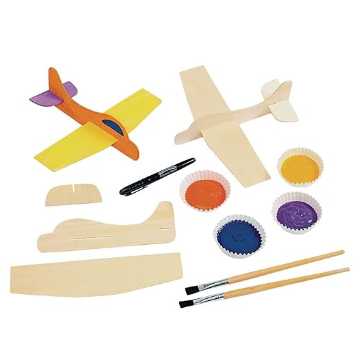 Colorations® Decorate Your Own Wooden Model Airplanes, Set of 12, Create Unique & Personal Designs, Fun Kids Craft Project, Craft Project for Boys & Girls, Decorate & Play Craft