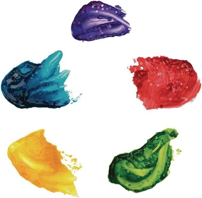 Colorations Washable Kids Primary Paint, Set of 5 Confetti Paints, Sensory Experience, Finger Paint