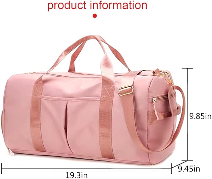 Blackwheel Sports Gym Bag With Shoe Bag Wet Bag Duffle Bag Waterproof Travel Bag for Women Cute Gym Bag Pink 29L