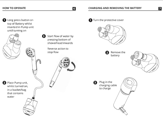 Portable Shower for Camping - Camp Shower with Rechargeable Battery and Included showerhead. Complete Camping Shower Plus Sprayer Attachment