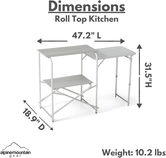 Camping Roll Top Kitchen Made from Weather-Resistant Aluminum (by Caddis Sports)