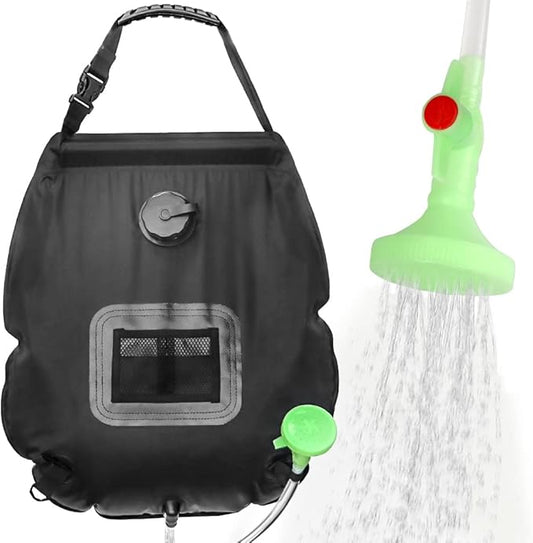 NODG 5 Gallons/20L Portable Solar Shower Bag Solar Heating Shower Bag with Removable Hose On-Off Switchable Shower Head for Camping Beach Swimming Outdoor Activities Traveling Hiking Cycling Picnic