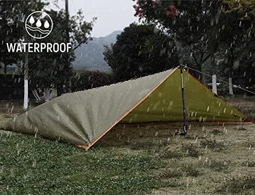 FREE SOLDIER Waterproof Portable Tarp Multifunctional Outdoor Camping Traveling Awning Backpacking Tarp Shelter Rain Tarps (Simplify Brown 10×10.5ft)