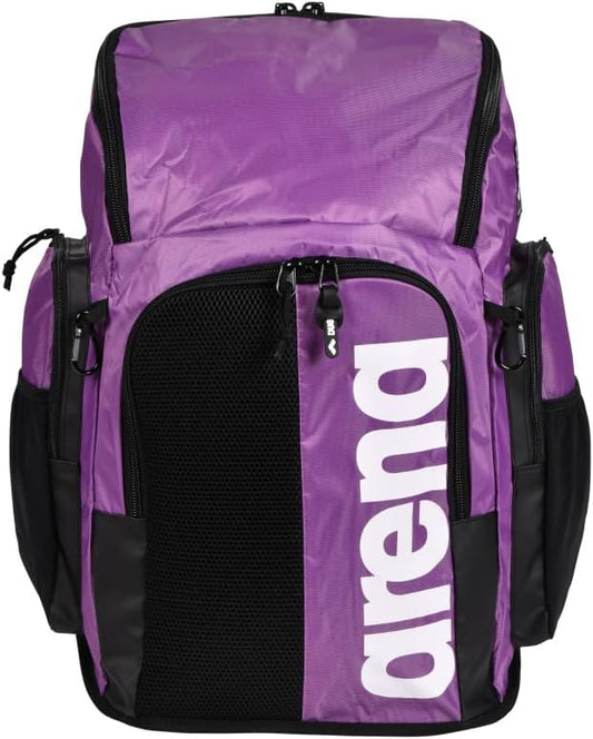 ARENA Spiky III Backpack 45 Swimming Athlete Sports Gym Rucksack Large Training Gear Equipment Swim Bag for Men and Women, 45 Liters, Purple