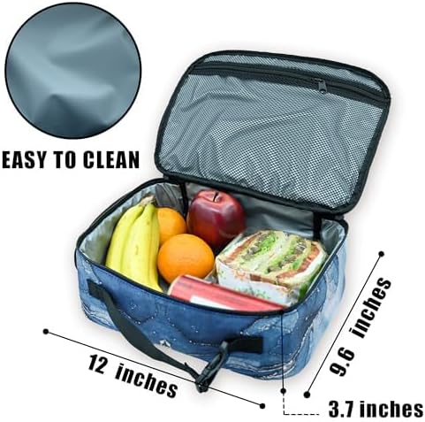 Blue Marble Lunch Bag Insulated Reusable Lunch Box Kids Girls Boys Cooler Thermal Tote Bag For Men Women School Work Picnic