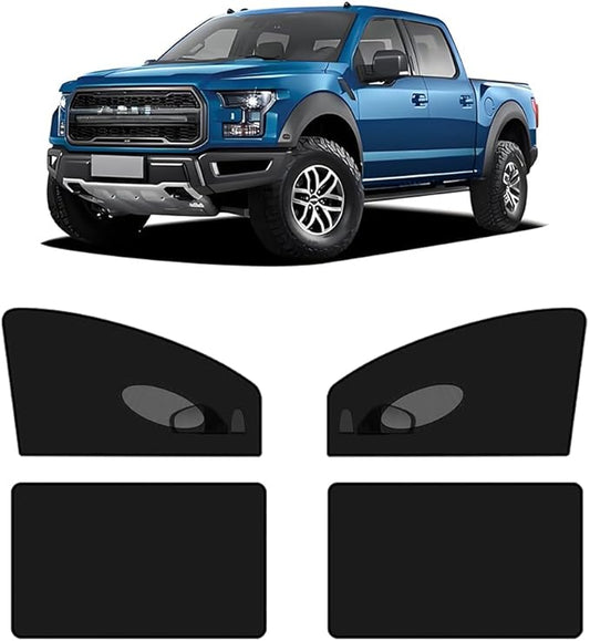 [2025] Car Window Screens for Ford F 150 250 350 2015-2025 Truck Shades 4 Pcs Pickup SUV Car Bug Mosquito Net Camping Protector Adjustable Elastic Mesh Netting for Front Rear Side Window Kids Babies