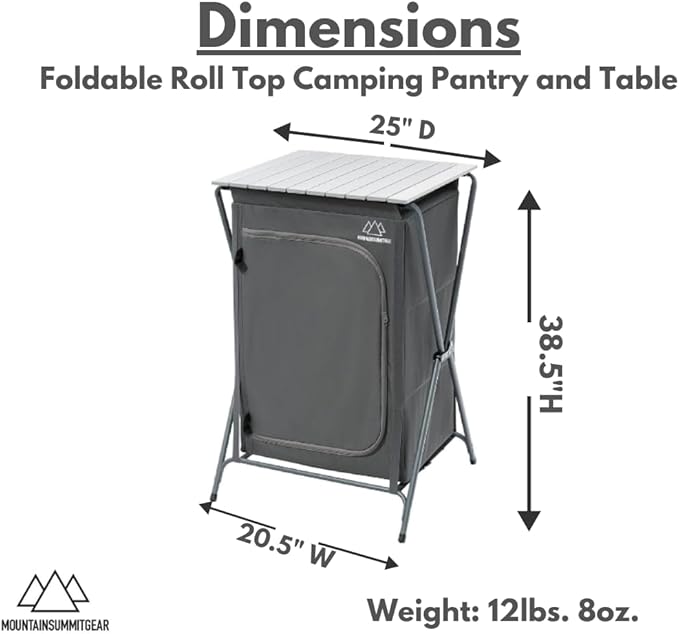 Foldable Roll Top Camping Pantry and Table, Made by Caddis Sports