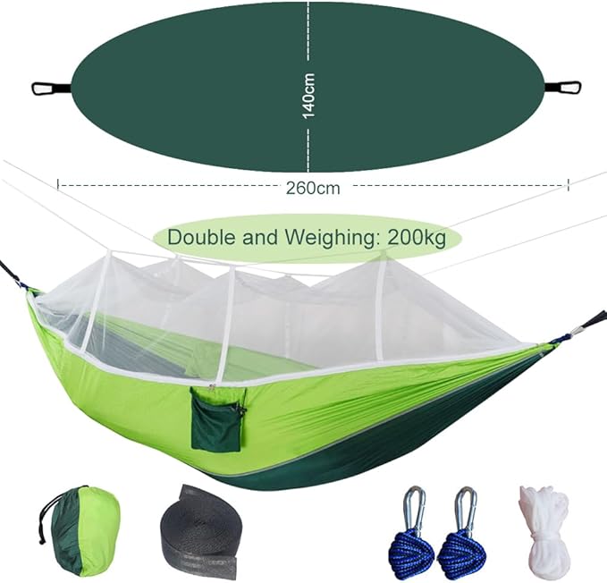 Camping Hammock, Lightweight Portable Hammock with Mosquito Net,Hammock with Bug Net,Tree Hammocks for Outside,Travel Hammock,Hammock Camping for Traveling Hiking