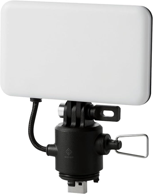 ELECOM NESTOUT Outdoor Camping LED Panel Flashlight w/ Mini Tripod, Dimmable USB Powered LED Light, IP44 Water Dust Resistant, 30-1000 Lumen, Portable Lantern for NESTOUT Power Bank, Black (Flash-1)