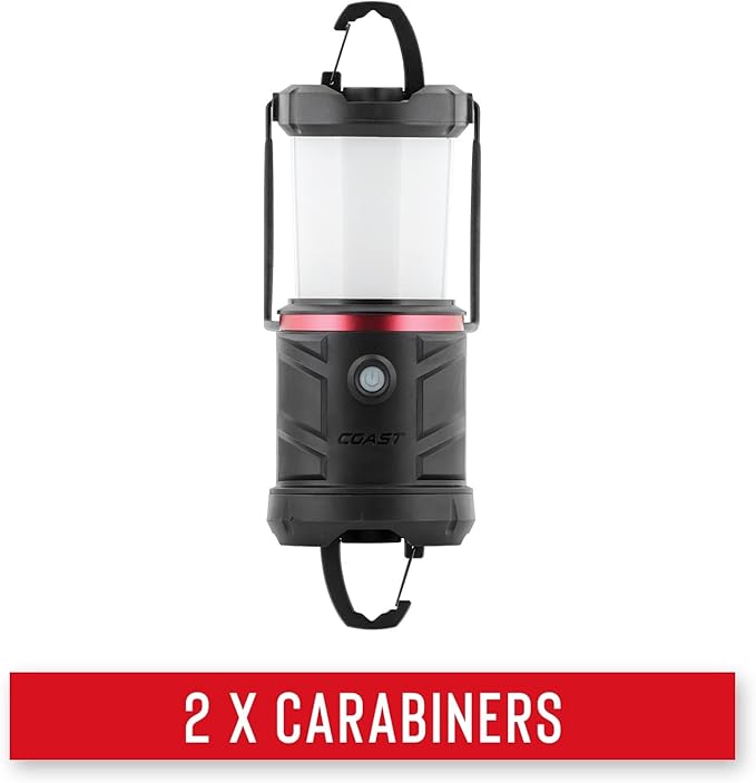 COAST EAL22 1250 Lumen Dual Color LED Emergency Light, Storm Proof, Power Bank, Durable for Outdoor & Survival - Compatible with 3 x D Batteries or ZX1010 Rechargeable Battery, Black