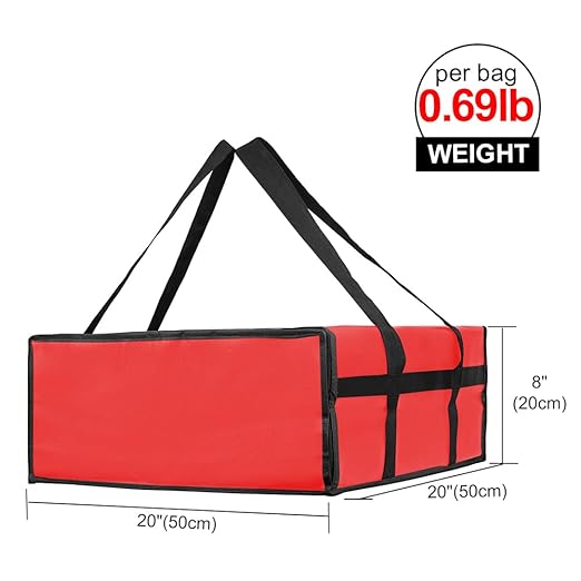 Bodaon Insulated Pizza Delivery Bag, 20" x 20" x 8" Pizza Warmer Bags for Carry Hot, Insulated Food Delivery Bag, Insulated Grocery Bags (Red, 1-Pack)