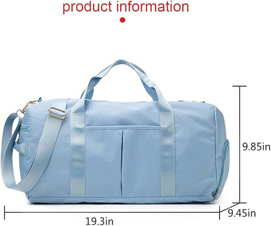 Blackwheel Sports Gym Bag With Shoe Bag Wet Bag Duffle Bag Waterproof Travel Bag for Women Men Light Blue 29L