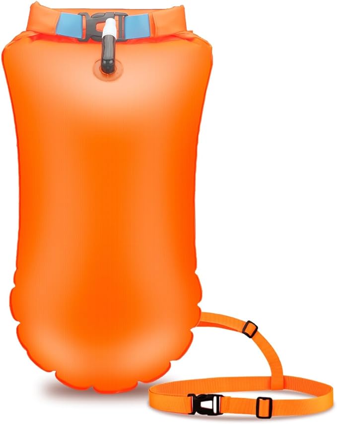 Swim Buoy for Open Water, High-Visibility Swim Safety Float Waterproof Dry Bag for Swimmers Triathletes Kayakers Snorkelers, Swimming Open Water Buoy for Safer Swim Training