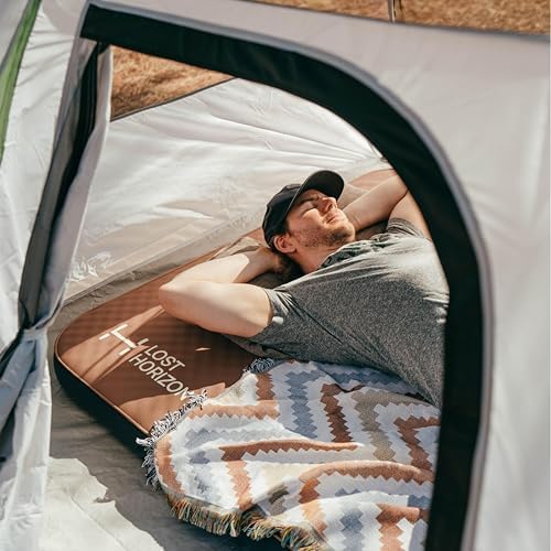 LOSTHORIZON Air & Foam Camping Mattress, Self-Inflating Sleeping Pad, 4.5" Thick, with Air Pump, Full