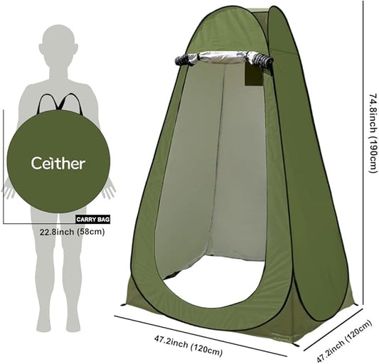 Privacy Shower Tent, Pop up Portable Camping Tent, Outdoor Toilet Changing Dressing Room, Instant Privacy Shelter for Picnic Waterproof Bathroom