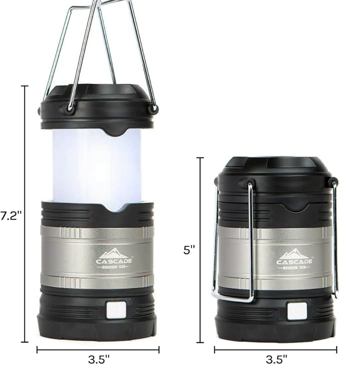 Cascade Mountain Tech Pop-Up IPX4 Water-Resistant LED Lantern with 4 Light Modes - 3 Pack