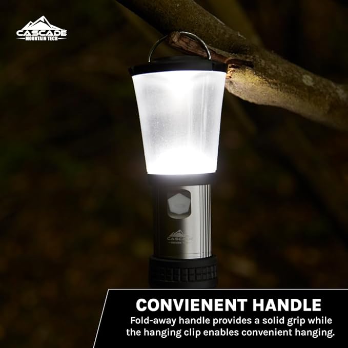 Cascade Mountain Tech Collapsible IPX4 Water-Resistant LED Lantern with 4 Light Modes - 3 Pack,Black/Silver