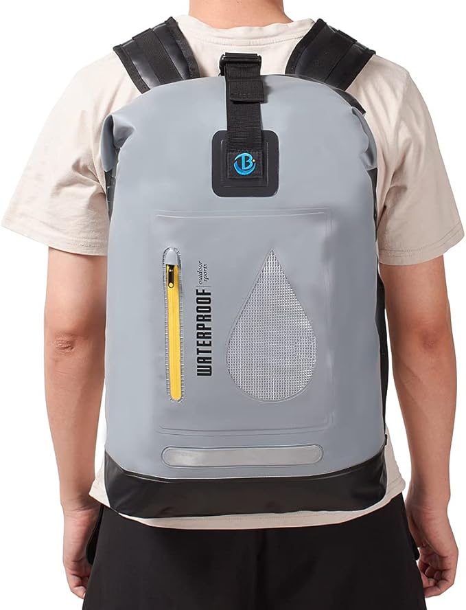 Blueshyhall 20L Waterproof Dry Backpack, Outdoor Travel Roll Top Closure Water Repellent Duffle Storage Sack for Kayaking Rafting Boating Fishing Camping and Beach - Grey