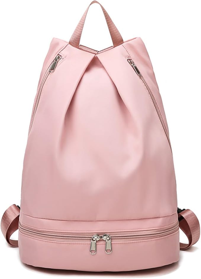 Swimming Bag Dry Wet Separation Female Sports Fitness Bag Waterproof Travel Storage Bag Yoga Bag Travel Backpack (pink)