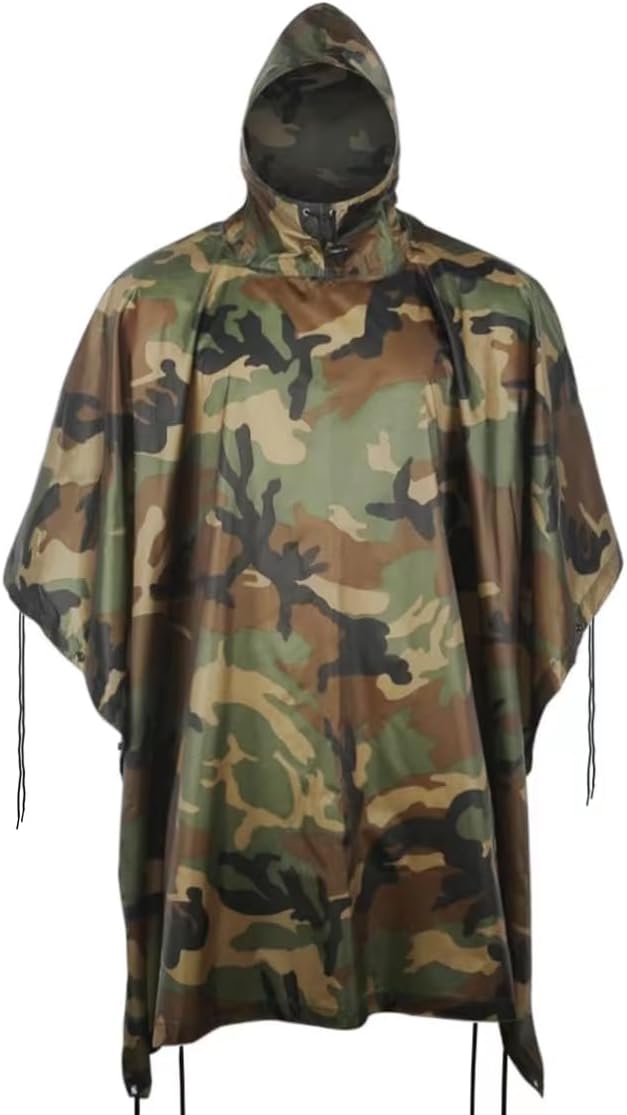 Camo Rain Poncho, Multi Use Waterproof Rain Coat