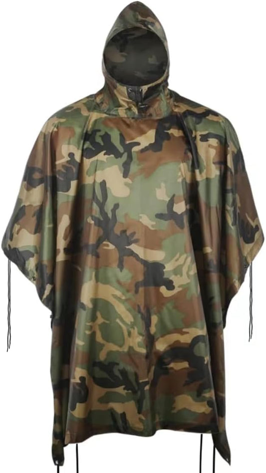 Camo Rain Poncho, Multi Use Waterproof Rain Coat