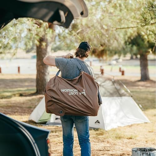 LOSTHORIZON Air & Foam Camping Mattress, Self-Inflating Sleeping Pad, 4.5" Thick, with Air Pump, Queen