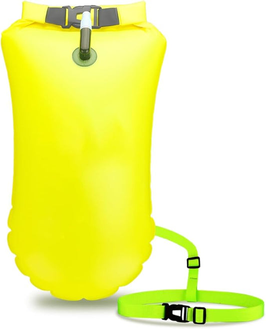 Swim Buoy for Open Water, High-Visibility Swim Safety Float Waterproof Dry Bag for Swimmers Triathletes Kayakers Snorkelers, Swimming Open Water Buoy for Safer Swim Training