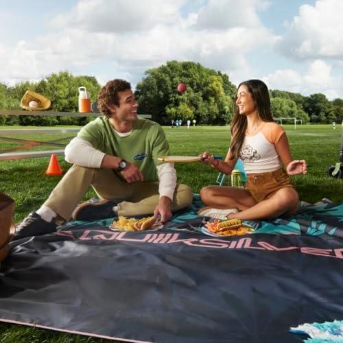 QUIKSILVER Sand-Free Beach Mat – Large Waterproof Outdoor Picnic Blanket, Lightweight Foldable Mat for Beach, Camping, Park, or Travel – Fits 4-6 People, Quick-Dry, Durable