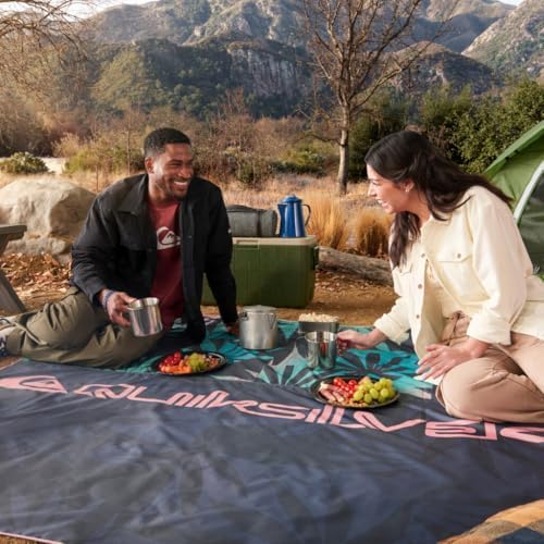 QUIKSILVER Sand-Free Beach Mat – Large Waterproof Outdoor Picnic Blanket, Lightweight Foldable Mat for Beach, Camping, Park, or Travel – Fits 4-6 People, Quick-Dry, Durable