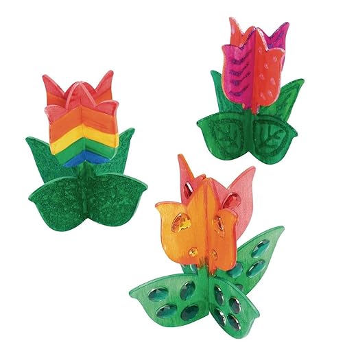 Colorations® Decorate Your Own Wooden Tulips, Set of 12, Unique and Personalize Each Design, Kids Craft, Ready to Decorate Crafts, Personalization, DYO, DIY, Kids Craft, Craft for Children