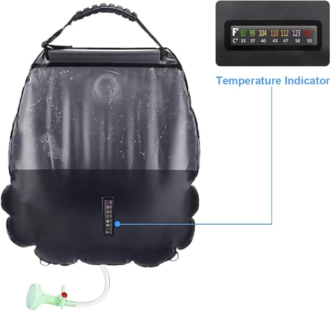 Solar Shower Bag | 5 Gal/20L Solar Heating Camping Shower Bag | Removable Hose | On-Off Switchable Shower Head | Ducha Portatil | Traveling Shower | Portable Shower for Beach Swimming, Hiking