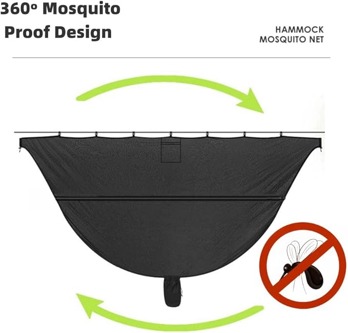 Hammock Mosquito Net, Extra Large Opening,Camping & Hiking Accessory,Anti-Mosquito Protection,Lightweight & Portable,Compatible with Most Hammocks.