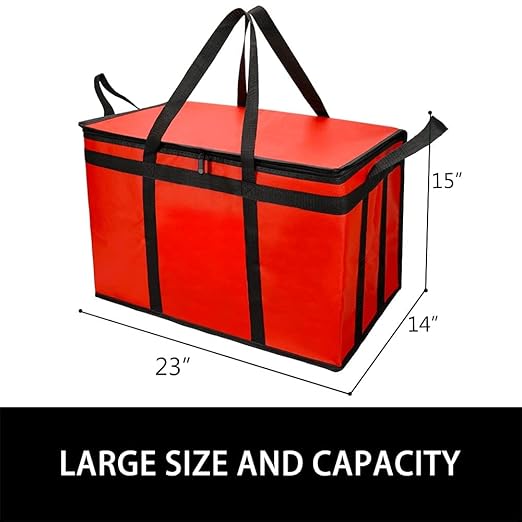 Bodaon 2-Pack Insulated Food Delivery Bag for Hot/Cold Meal, XXX-Large Cooler Bags, Pizza Delivery Bag for Uber Eats, Insulated Grocey Thermal Bag, Red