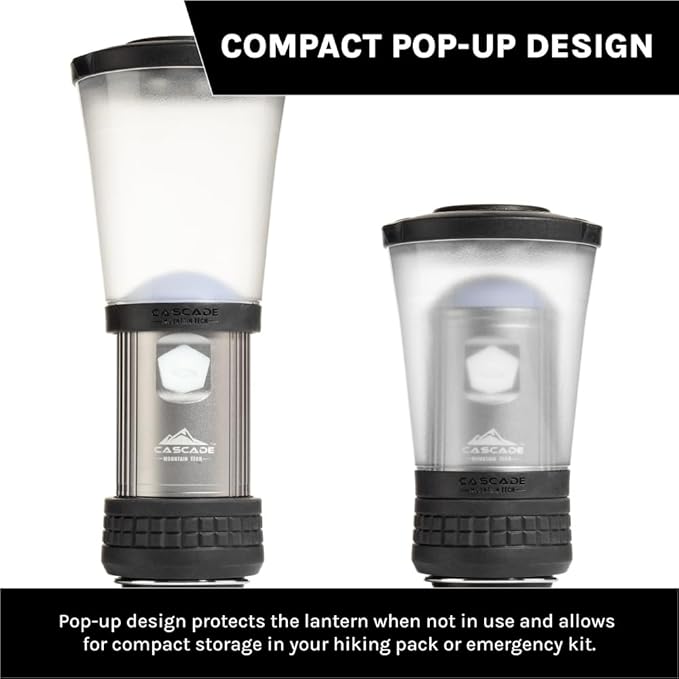 Cascade Mountain Tech Collapsible IPX4 Water-Resistant LED Lantern with 4 Light Modes - 3 Pack,Black/Silver