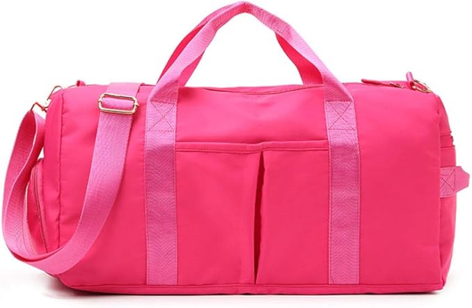 Blackwheel Sports Gym Bag With Shoe Bag Wet Bag Duffle Bag Waterproof Travel Bag for Women Cute Gym Bag Rose Red 29L