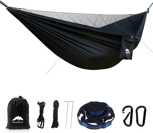 Camping Hammock - Portable Hammock with Mosquito Net, Lightweight Backpacking Hammocks Swing Camping Accessories for Indoor, Outdoor, Beach, Backyard, Patio, Travel, Hiking