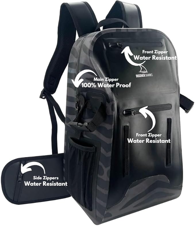 Eco-Friendly Dry Backpack Dry Bag with removable waist strap. Comfortable, extremely durable, and 30L size.
