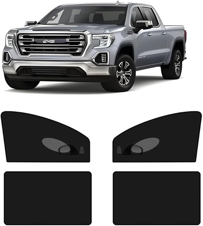 [2015] Truck Window Screens for GMC Sierra1500 2019-2025 for Camping SUV 4 Pcs Car Mosquito Net Shades for Pickup Side Window Protection from UV, Bugs Breathable Adjustable Mesh Shade for Baby,Kids