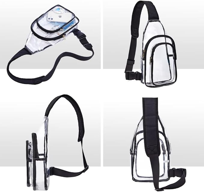 Clear PVC Sling Bag - Stadium Approved Clear Shoulder Crossbody Backpack