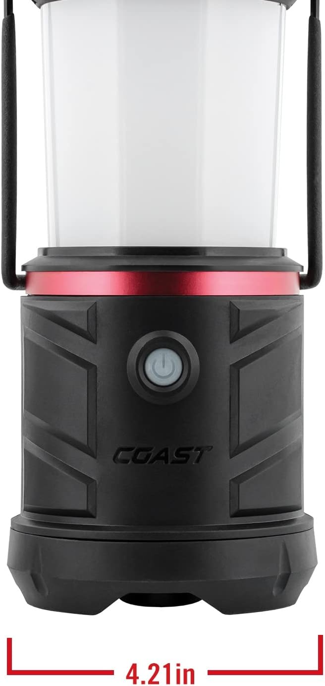 COAST EAL22 1250 Lumen Dual Color LED Emergency Light, Storm Proof, Power Bank, Durable for Outdoor & Survival - Compatible with 3 x D Batteries or ZX1010 Rechargeable Battery, Black