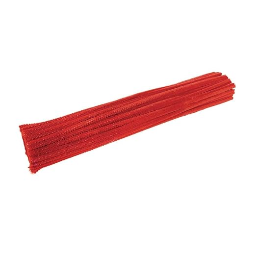 Colorations Red Chenille Stem Pipe Cleaners, Pack of 100, Arts & Crafts, Decorating, STEM, Single Color, Activities for Kids, Crafting, Straw Cleaner, DIY