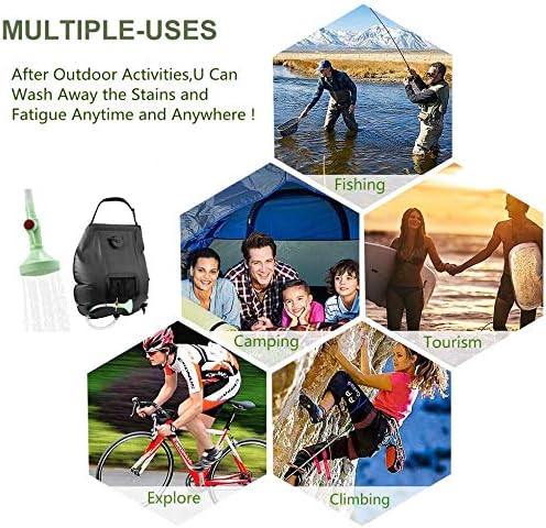 Solar Shower Bag, Solar Heating Camping Shower Bag, 5Gal(20L) Portable Camping Shower Bag, with Removable Hose and On-Off Switchable Shower Head, for Outdoor Traveling/Climbing/Hiking/Beach/Swimming
